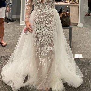 David’s Bridal Galina Signature limited ed. sheer sheath ivory wedding gown. NWT